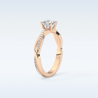 0.65 CT Criss Cross & Pave Engagement Ring Featuring Asscher Moissanite 17
