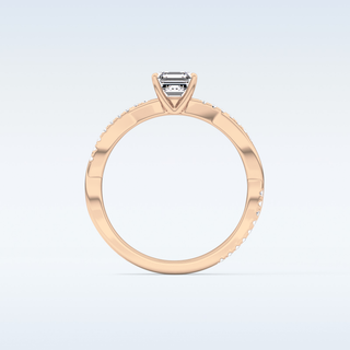 0.65 CT Criss Cross & Pave Engagement Ring Featuring Asscher Moissanite 18