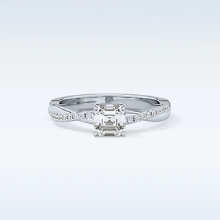 0.65 CT Criss Cross & Pave Engagement Ring Featuring Asscher Moissanite 1