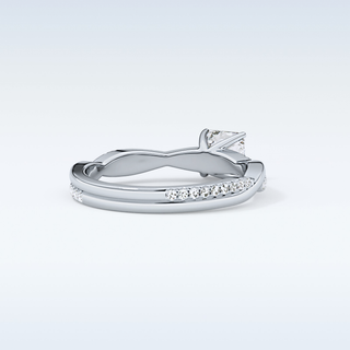 0.65 CT Criss Cross & Pave Engagement Ring Featuring Asscher Moissanite 2