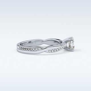 0.65 CT Criss Cross & Pave Engagement Ring Featuring Asscher Moissanite 6