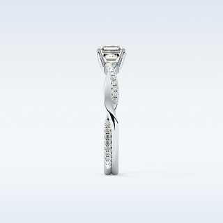 0.65 CT Criss Cross & Pave Engagement Ring Featuring Asscher Moissanite 3