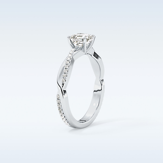 0.65 CT Criss Cross & Pave Engagement Ring Featuring Asscher Moissanite 4