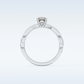 0.65 CT Criss Cross & Pave Engagement Ring Featuring Asscher Moissanite 5