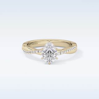 0.81 CT Criss Cross & Pave Engagement Ring Featuring Pear Moissanite