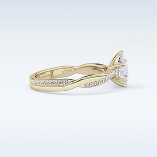 0.81 CT Criss Cross & Pave Engagement Ring Featuring Pear Moissanite