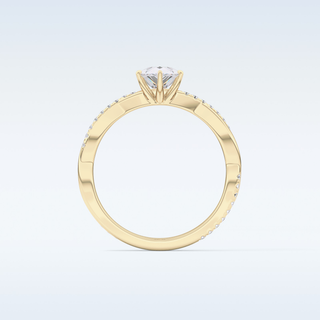 0.81 CT Criss Cross & Pave Engagement Ring Featuring Pear Moissanite