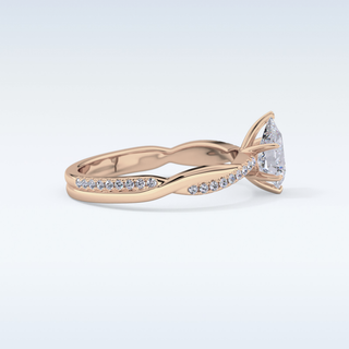 0.81 CT Criss Cross & Pave Engagement Ring Featuring Pear Moissanite