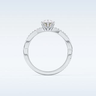 0.81 CT Criss Cross & Pave Engagement Ring Featuring Pear Moissanite