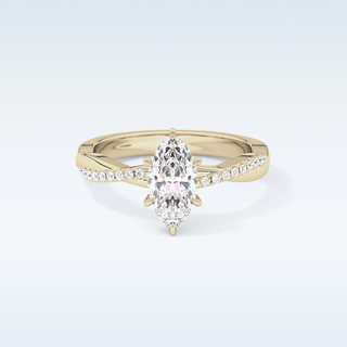 0.82 CT Criss Cross & Pave Engagement Ring Featuring Marquise Moissanite