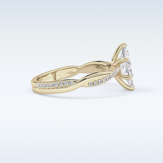 0.82 CT Criss Cross & Pave Engagement Ring Featuring Marquise Moissanite