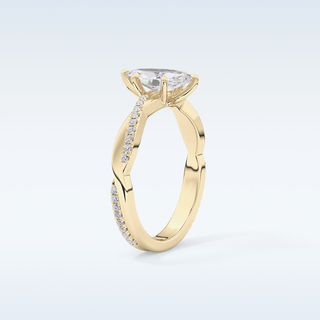0.82 CT Criss Cross & Pave Engagement Ring Featuring Marquise Moissanite