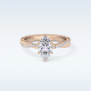 0.82 CT Criss Cross & Pave Engagement Ring Featuring Marquise Moissanite