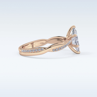0.82 CT Criss Cross & Pave Engagement Ring Featuring Marquise Moissanite