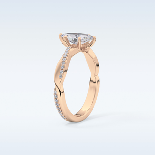 0.82 CT Criss Cross & Pave Engagement Ring Featuring Marquise Moissanite