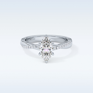 0.82 CT Criss Cross & Pave Engagement Ring Featuring Marquise Moissanite
