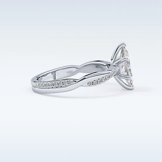 0.82 CT Criss Cross & Pave Engagement Ring Featuring Marquise Moissanite