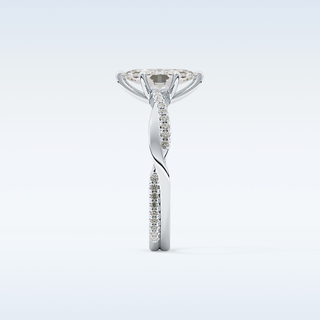 0.82 CT Criss Cross & Pave Engagement Ring Featuring Marquise Moissanite