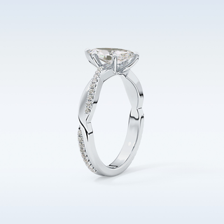 0.82 CT Criss Cross & Pave Engagement Ring Featuring Marquise Moissanite