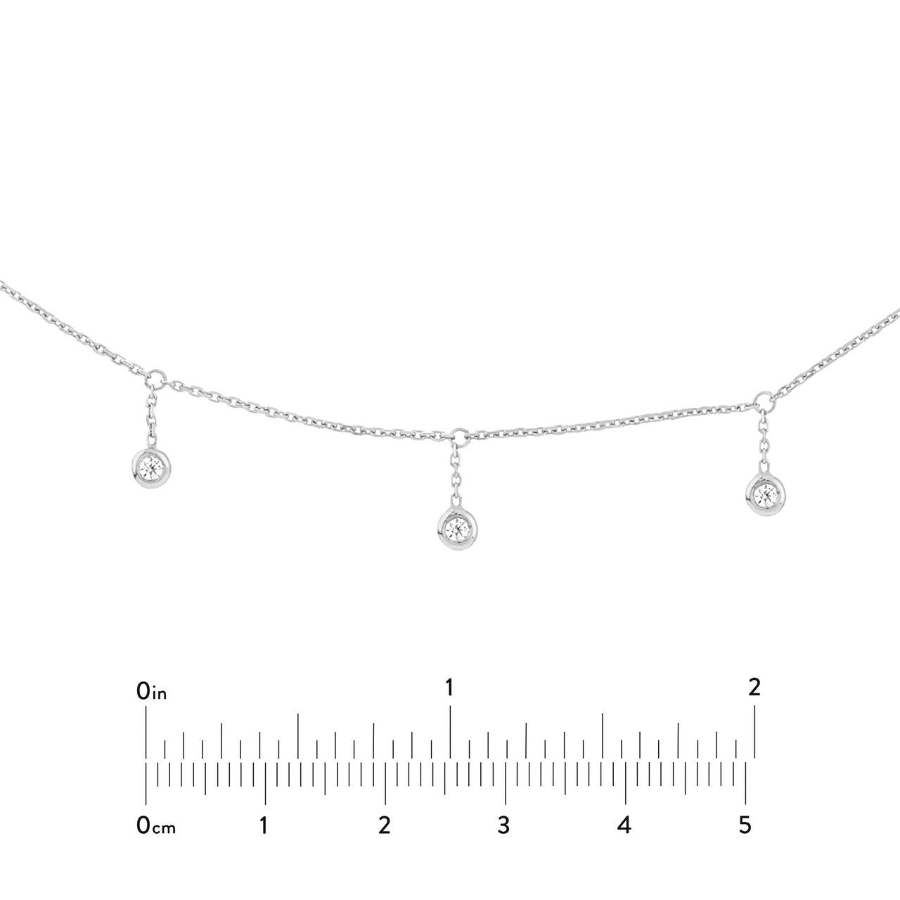 0.15 TCW Round Bezel Drop Moissanite Necklace