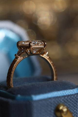 Round Swirl Semi Pave Engagement Ring – 1 CT Moissanite Diamond