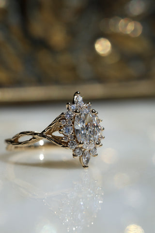 Round Swirl Semi Pave Engagement Ring – 1 CT Moissanite Diamond