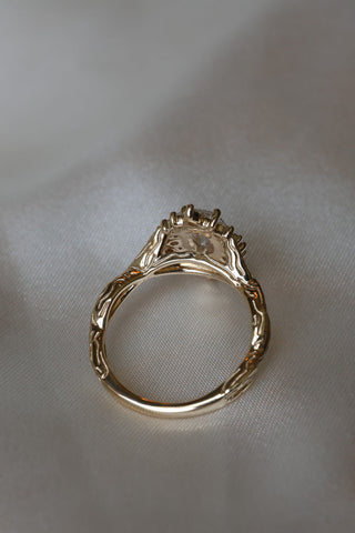 Round Swirl Semi Pave Engagement Ring – 1 CT Moissanite Diamond