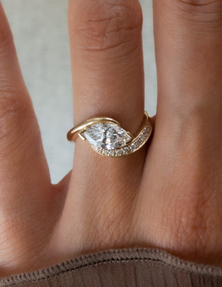 1 CT Marquise Swirl East West Semi Pave Lab Grown Engagement Ring