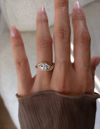 1 CT Marquise Swirl East West Semi Pave Lab Grown Engagement Ring