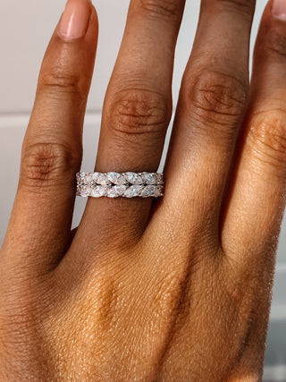 7.5 CT Marquise Stones Moissanite Wedding Band
