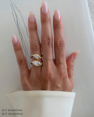 1 CT Marquise Swirl East West Solitaire Lab Grown Engagement Ring