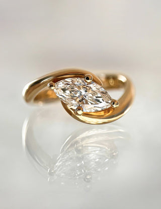 1 CT Marquise Swirl East West Solitaire Lab Grown Engagement Ring