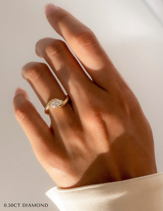 1 CT Marquise Swirl East West Solitaire Lab Grown Engagement Ring