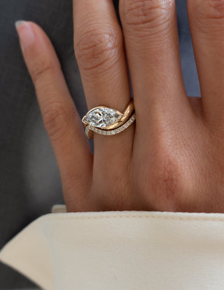 1.5 CT East-West Marquise Lab Grown Engagement Ring with Minimal Pave Stacking Band