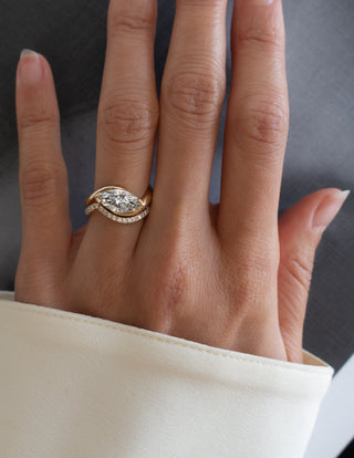 1.5 CT East-West Marquise Lab Grown Engagement Ring with Minimal Pave Stacking Band