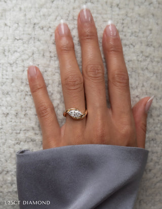 1 CT Marquise Swirl East West Solitaire Lab Grown Engagement Ring