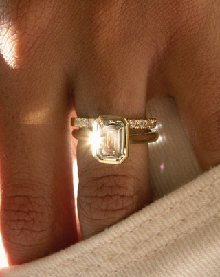 Emerald Pave Engagement Ring – 1 CT Lab Grown Diamond