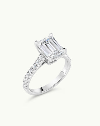 Emerald Pave Engagement Ring – 1 CT Lab Grown Diamond