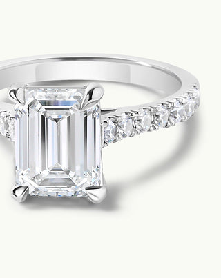Emerald Pave Engagement Ring – 1 CT Lab Grown Diamond