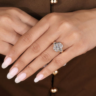 Cushion Hidden Halo Lab Grown Diamond Engagement Ringg