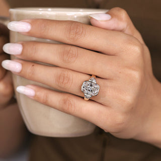 Cushion Hidden Halo Lab Grown Diamond Engagement Ringg