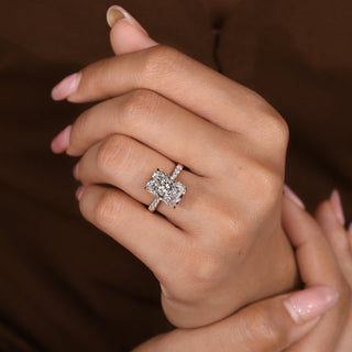 Cushion Hidden Halo Lab Grown Diamond Engagement Ring