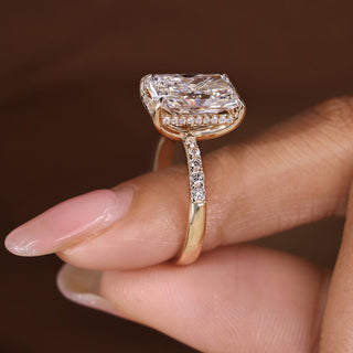 Cushion Hidden Halo Lab Grown Diamond Engagement Ring