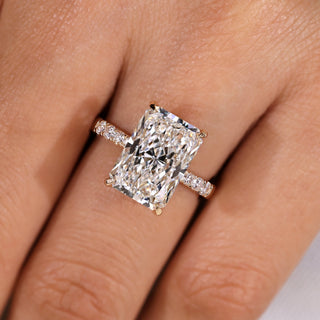 Cushion Hidden Halo Lab Grown Diamond Engagement Ring