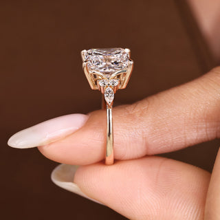 Cushion Hidden Halo Lab Grown Diamond Engagement Ring