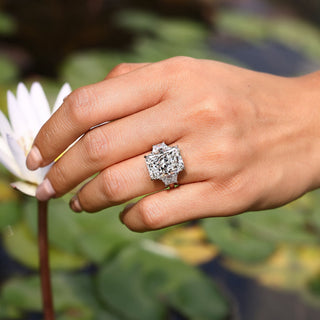 Cushion Hidden Halo Lab Grown Diamond Engagement Ring