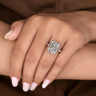 Cushion Hidden Halo Lab Grown Diamond Engagement Ring