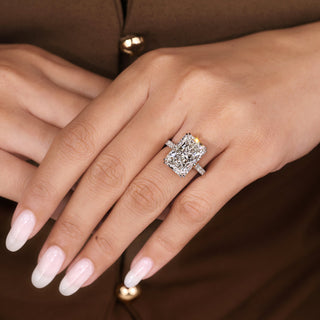Cushion Hidden Halo Lab Grown Diamond Engagement Ring