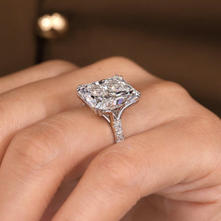 Cushion Hidden Halo Lab Grown Diamond Engagement Ring