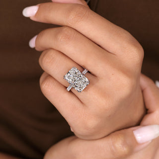 Cushion Hidden Halo Lab Grown Diamond Engagement Ring